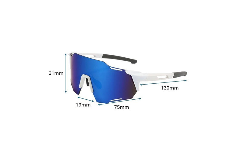 61mm Blue Glasses Sports Sunglasses Cycling Running Bike UV400 Safety