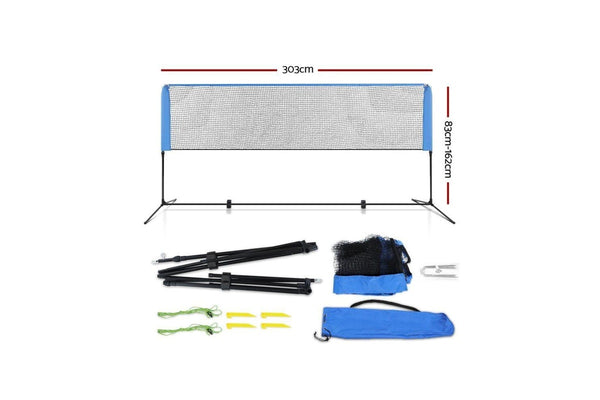 Everfit Portable Sports Net Stand Badminton Volleyball Tennis Soccer 3m 3ft Blue