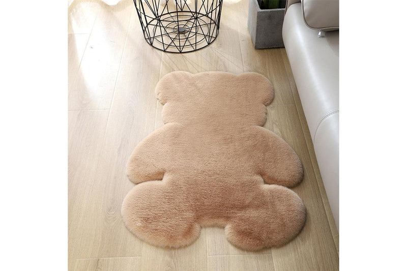 Bear Shaped Rug Super Soft Carpet Antiskid Mat 60 x 45cm Khaki