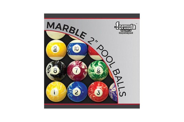 Formula Sports Marble Pool Billiards Balls 2" Boxed Numbered 1-15 Multicoloured