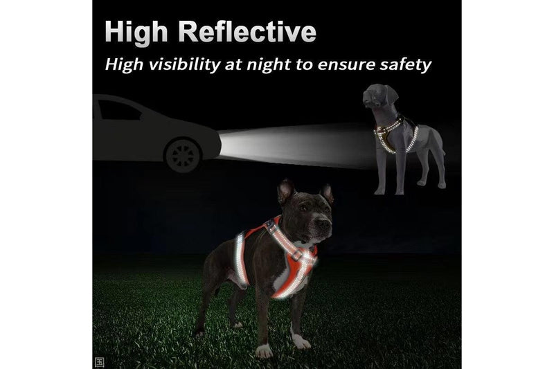 Reflective No Pull Adjustable Vest Dog Harness Leash With Handle Walking Training Pet Grey - L