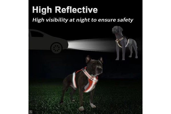 Reflective No Pull Adjustable Vest Dog Harness Leash With Handle Walking Training Pet Grey - M