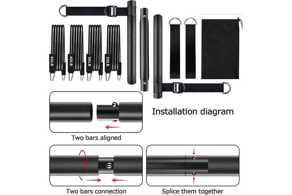Pilates Stick Bar with Resistance Bands