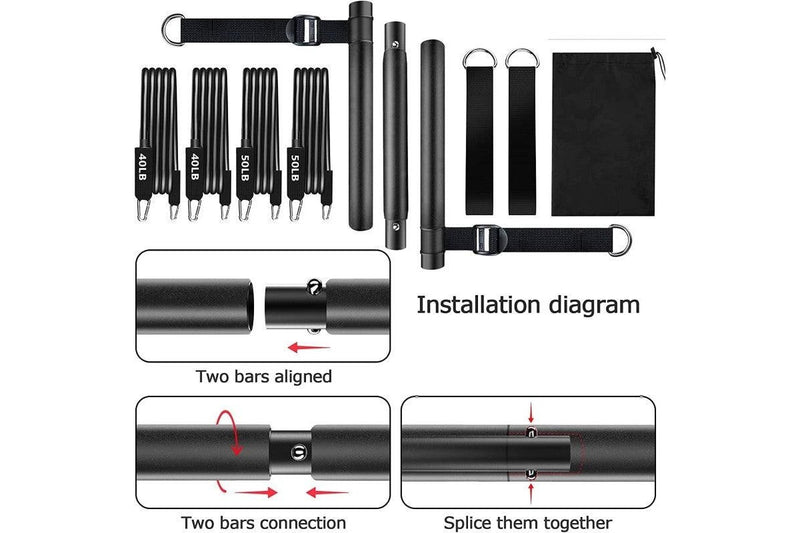 Pilates Stick Bar with Resistance Bands