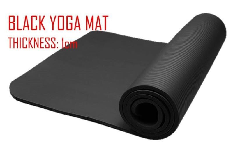 10mm BLACK Yoga Mat Extra Thick Gym Mat Fitness Excise Rubber Mat