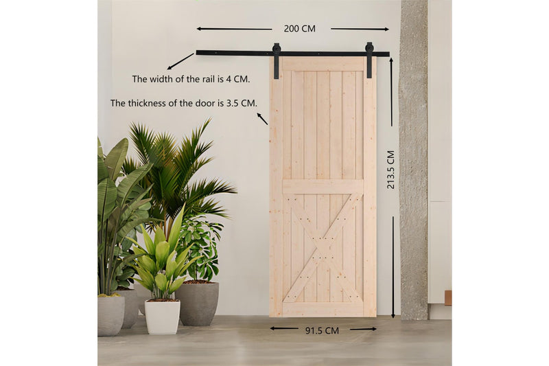 Fraser Country X Shape Wood Barn Door with Installation Hardware Kit