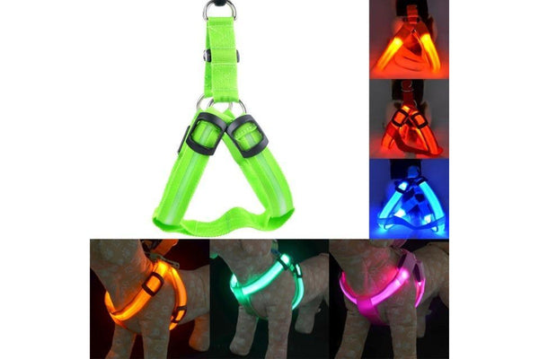 2 Sets of Usb Rechargeable Led Nylon Dog Collar Harness Flashing Light Up Safety Pet Collars P01 Red - M Chest 38-50 Cm