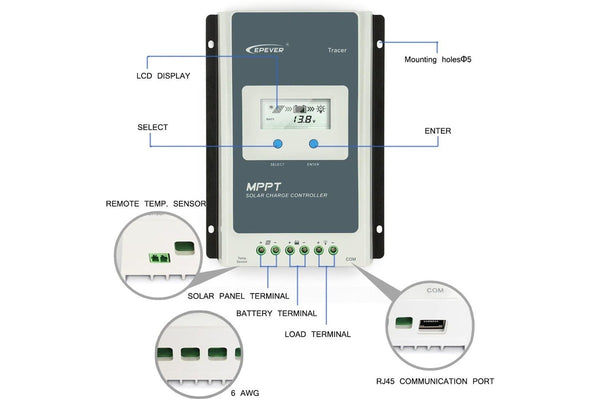 Mppt Solar Controller Charge 40A