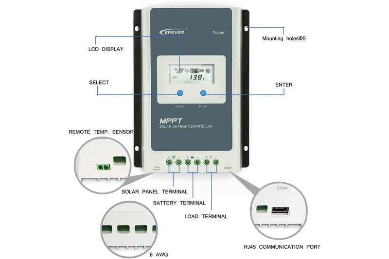 Mppt Solar Controller Charge 40A