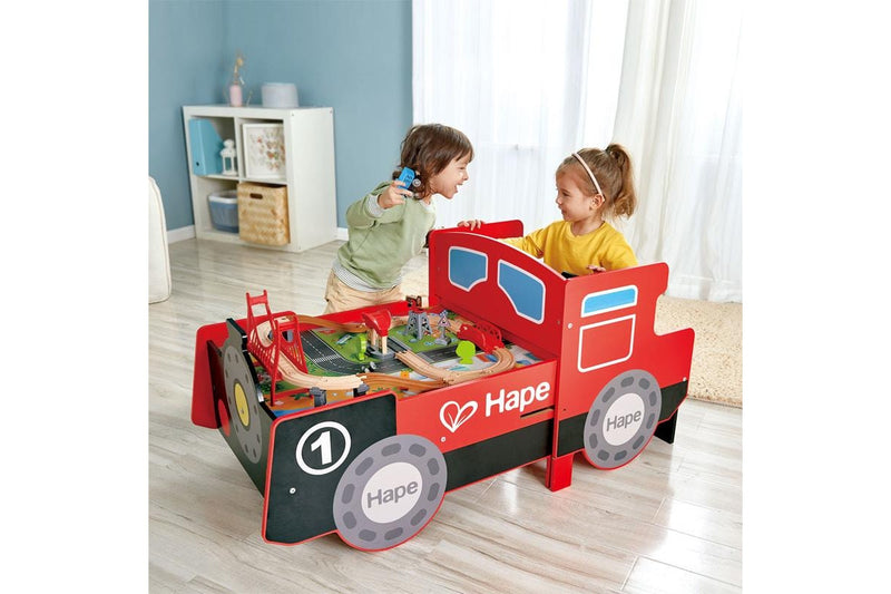 Hape: Ride-on & Foldable Table - Fire Engine