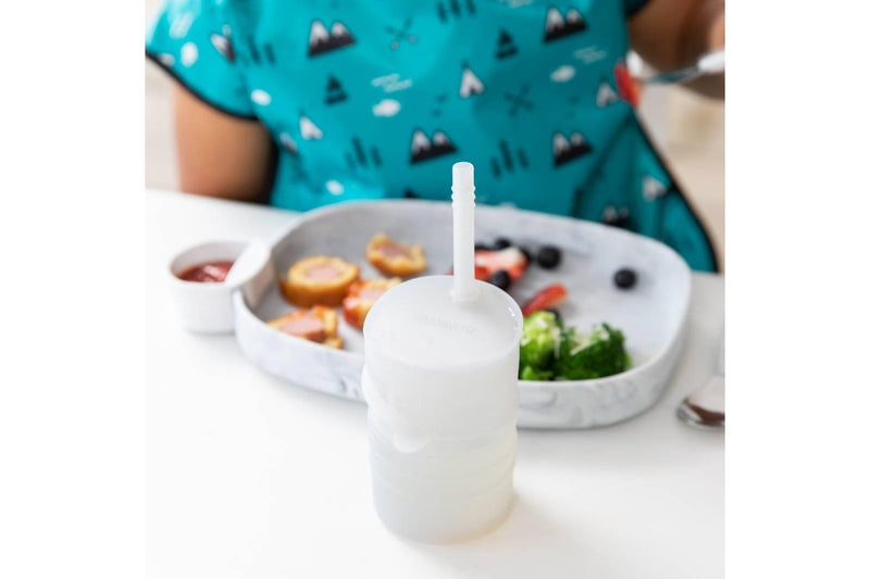 Bumkins: Silicone Straw Cup with Lid - Grey