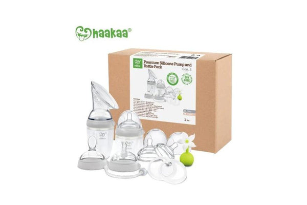 Haakaa: Generation 3 Silicone Breast Pump and Bottle Premium Pack - Grey