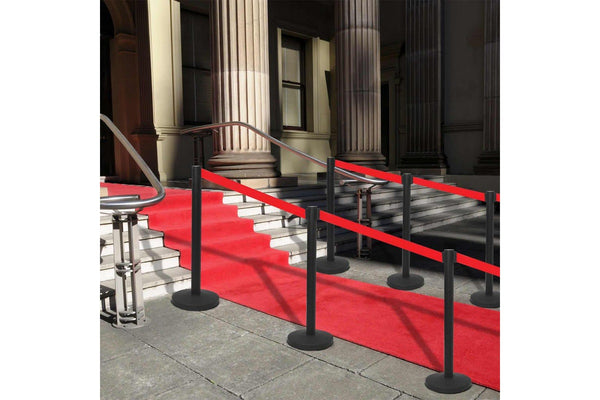 Stanchions With Belts 4 Pcs Airport Barrier Iron Black