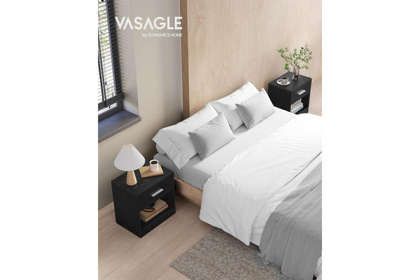 VASAGLE Bedside Table Set of 2 - Black