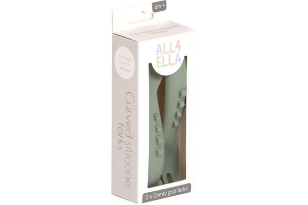 All4Ella: Comfy Grip Silicone Forks - Sage (2 Pack)