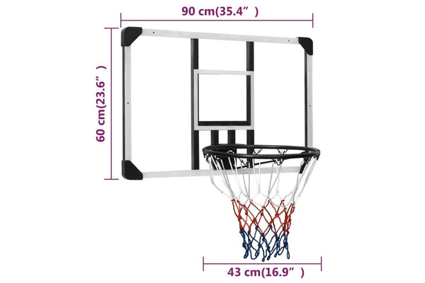 Basketball Backboard Transparent 90x60x2.5 Cm Polycarbonate Ktllk