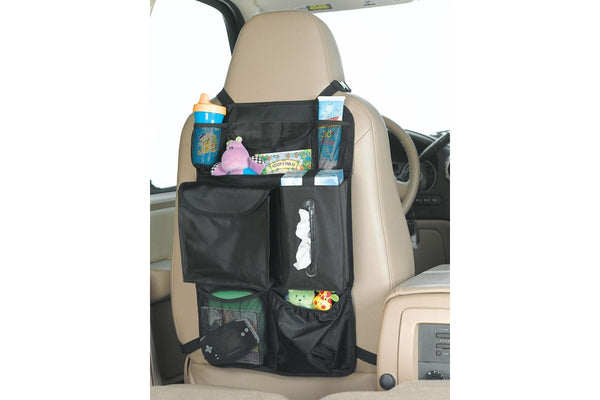 Playette Car Back Seat Nylon Storage Organiser Holder Multi Pocket Pouch Black