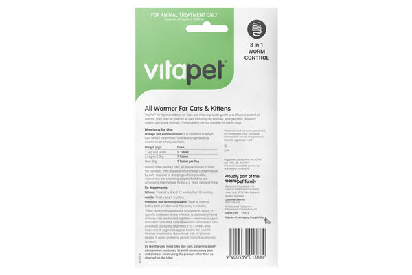 Vitapet: All Wormer Cat (4 Tablets)