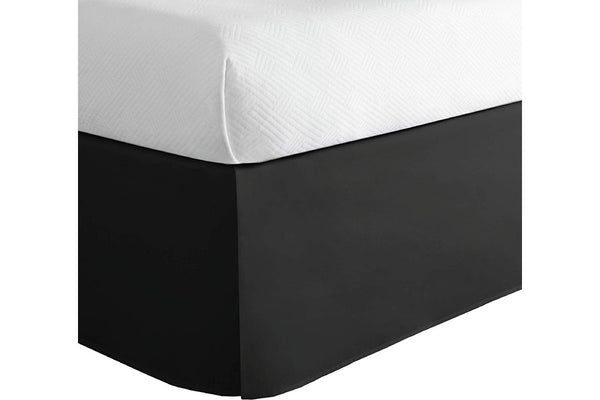 Bedding Tailored Bed Skirt, 36 cm Drop Pleated Styling Full, Black