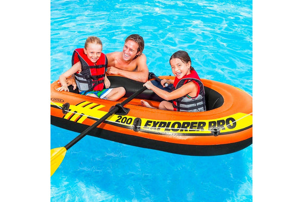 Intex 1.96m Explorer PRO 200 Inflatable Water Sport Boat Set w Pump Paddle 6+