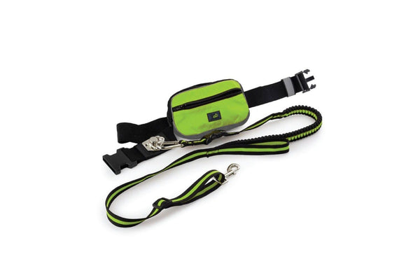 Jogging Dog Bungee Leash - Adjustable Waist Belt Bag + Hands Free Walking Lead