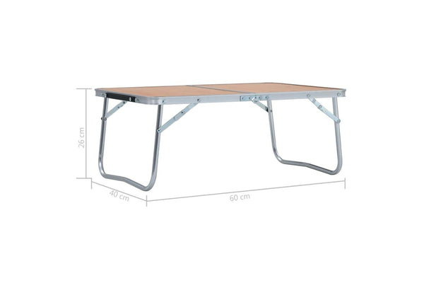 Folding Camping Table Brown Aluminium 60x40 Cm Anonl