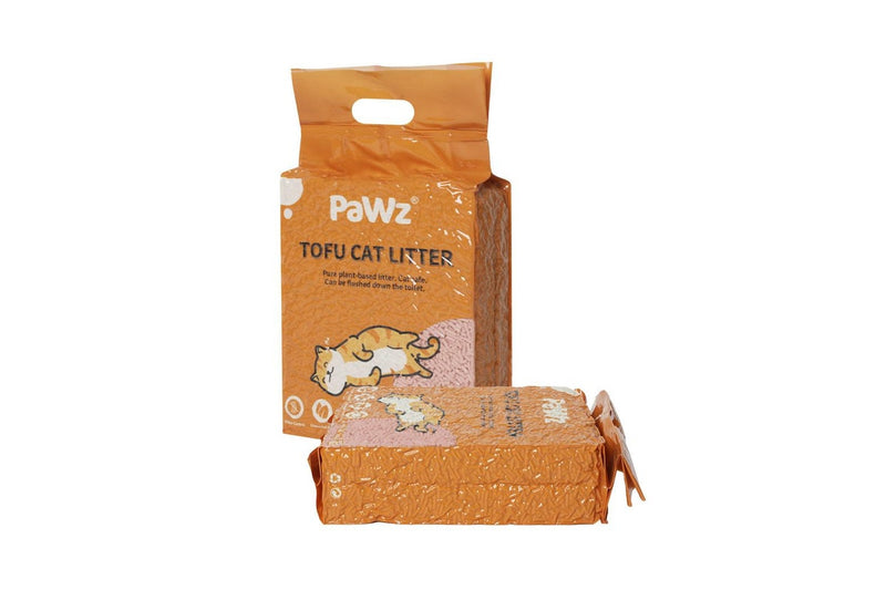 Pawz 2.5kg Tofu Cat Litter Clumping Flushable Fast Super Absorben Peach x4