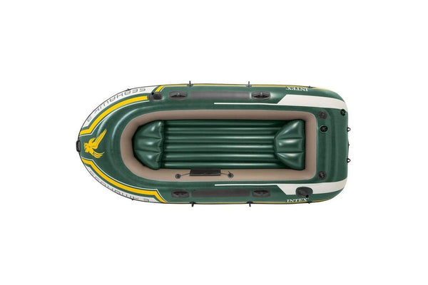 Intex 295cm Seahawk 3 Inflatable Floating Sports Boat w Oars Hand Pump Green