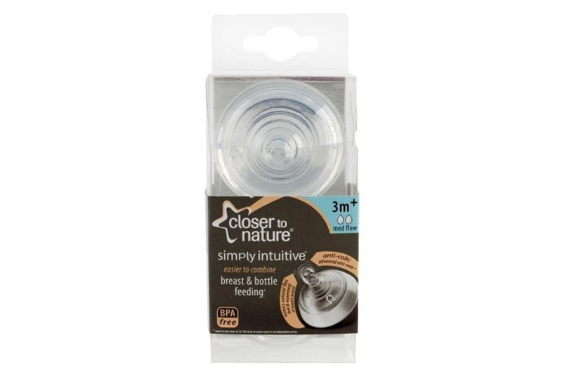 Tommee Tippee: Closer to Nature Medium Flow Easi-Vent Teat - 2 Pack