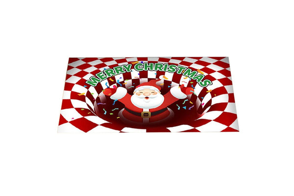 Christmas 3D Printed Vortex Illusion Floor Door Mat Anti-slip Red-M