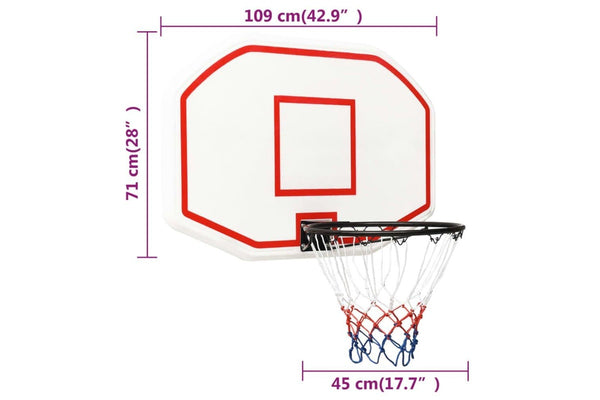 Basketball Backboard White 109x71x3 Cm Polyethene Ktllx