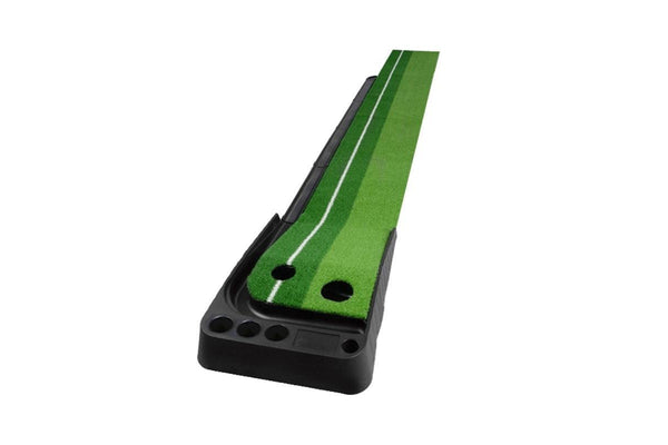 Golf Putting Mat Push Rod Trainer 3M With Three Soft Balls & Three Bicolor Balls & Auto Ball Return Fairway Green