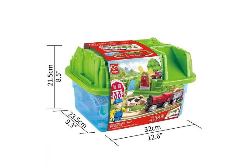 Hape Countryside Train Bucket Set W Storage Box Kids Toddler Activity Toy 3+