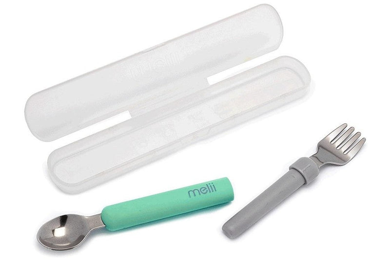 Melii: Spork On the Go - Mint + Grey