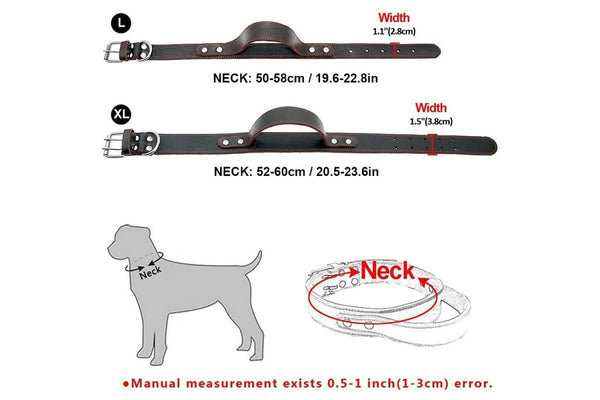 Durable Heavy Duty Leather Control Collar For Medium Large Dogs