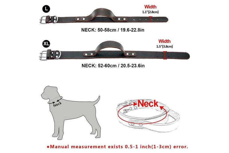 Durable Heavy Duty Leather Control Collar For Medium Large Dogs