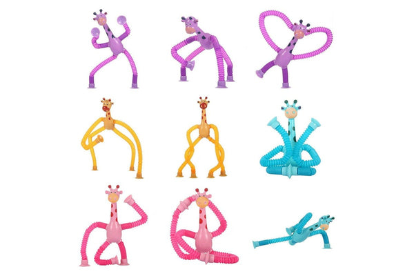 4Pcs Telescopic Suction Cup Giraffe Toy Fun Tube Toy Kid Toy