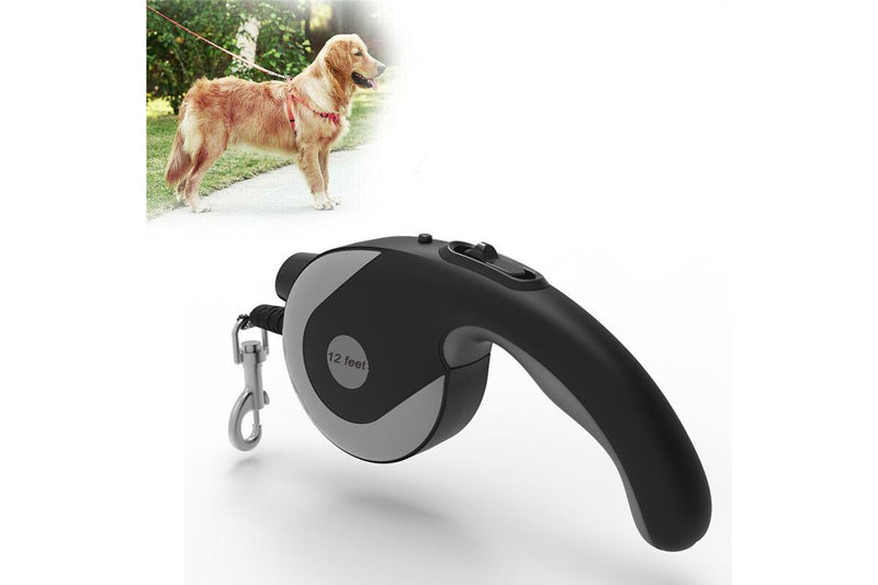 Retractable Lightweight LED Pet Leash - Medium/Large Dogs (Black)