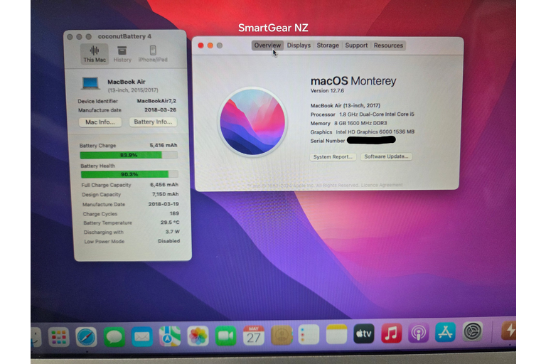 Apple MacBook Air 13 inch 2017 128GB Ultralight Weight suitable for School, Uni & Travelling (Grade A)