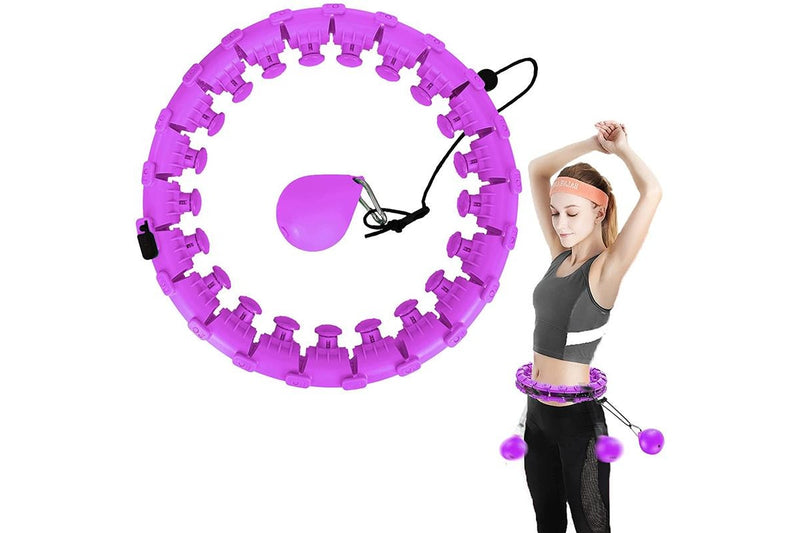 Sectional Fitness Hoola Hoop - with 24 Detachable Knots (Purple)