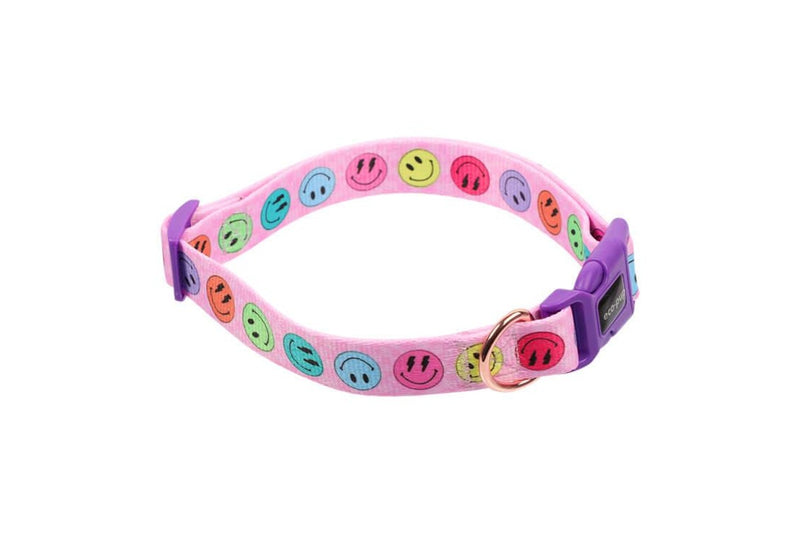 3x Eco-Pup Dog Outdoor Walking Collar Size Medium Smiley Pattern Pet Dress Up