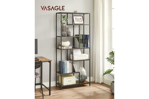 VASAGLE 6-Tier Bookshelf - Rustic Brown