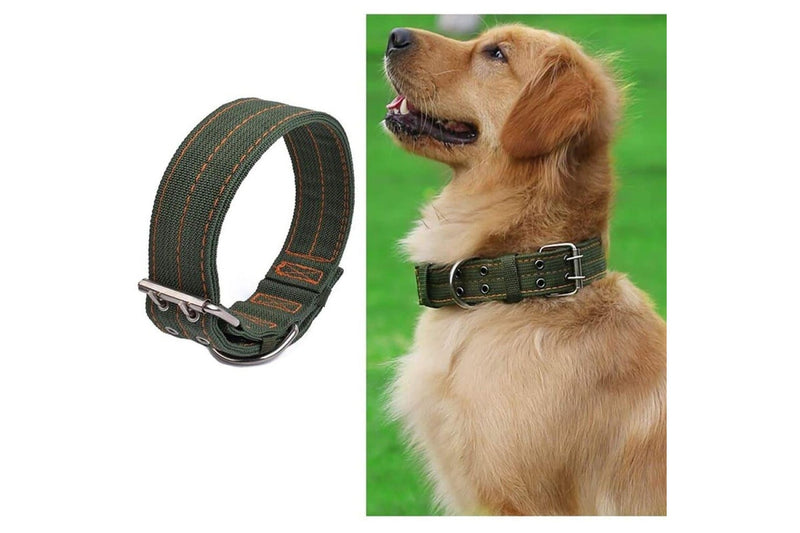 2-row Durable Adjustable Comfortable Metal Buckle Pet Collar For Medium Big Dogs