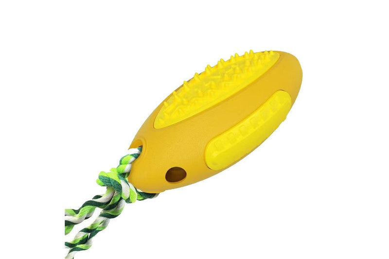 Dog Toothbrush Chew Stick Treat Balls Dispensing Dog Toys -Yellow