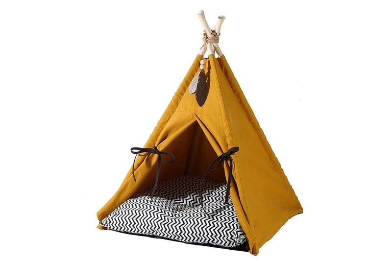 Portable Pet Tent House Bed - Yellow