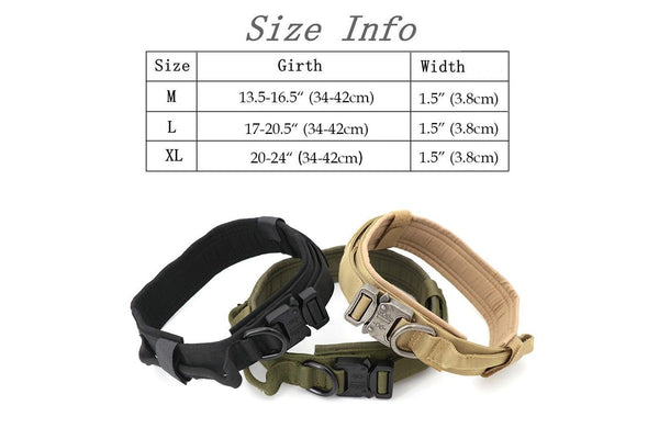 Adjustable Military Tactical Dog Collars With Handle - Army Green - L (43-50Cm)