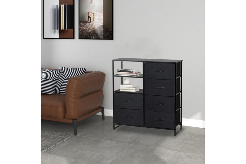 Ovela 6 Drawer Storage Chest With Shelf - Nordic Black