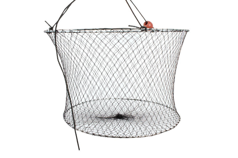 2x Fishteck Koonak Round 60cm Rigged Net Storage Basket Fishing Container Black