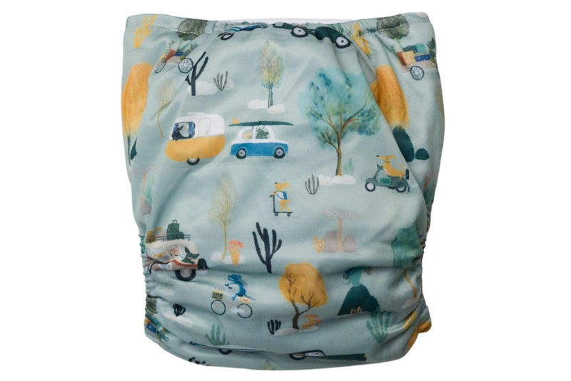 Nestling: Sassy Simple Nappy Complete - Dogs on Holiday (One Size)