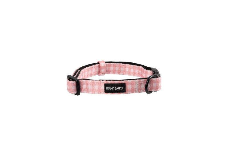 Frank Barker Adjustable 25-40cm Plaid Gingham Pet Dog Collar Neck Strap S Pink